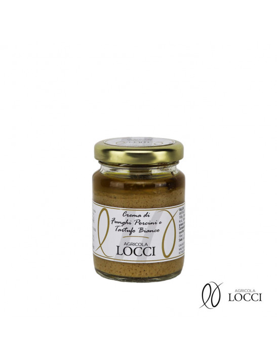 Porcini mushroom sauce and white truffle in a jar