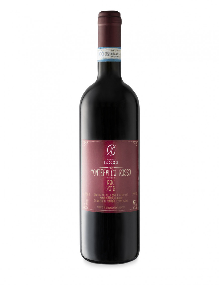 Red wine of Montefalco DOC in the bottle